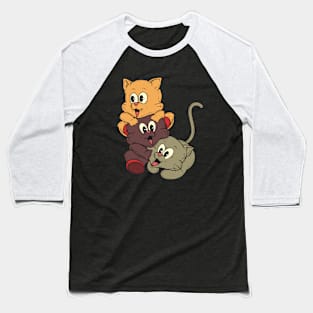 Three Cute Cat Baseball T-Shirt